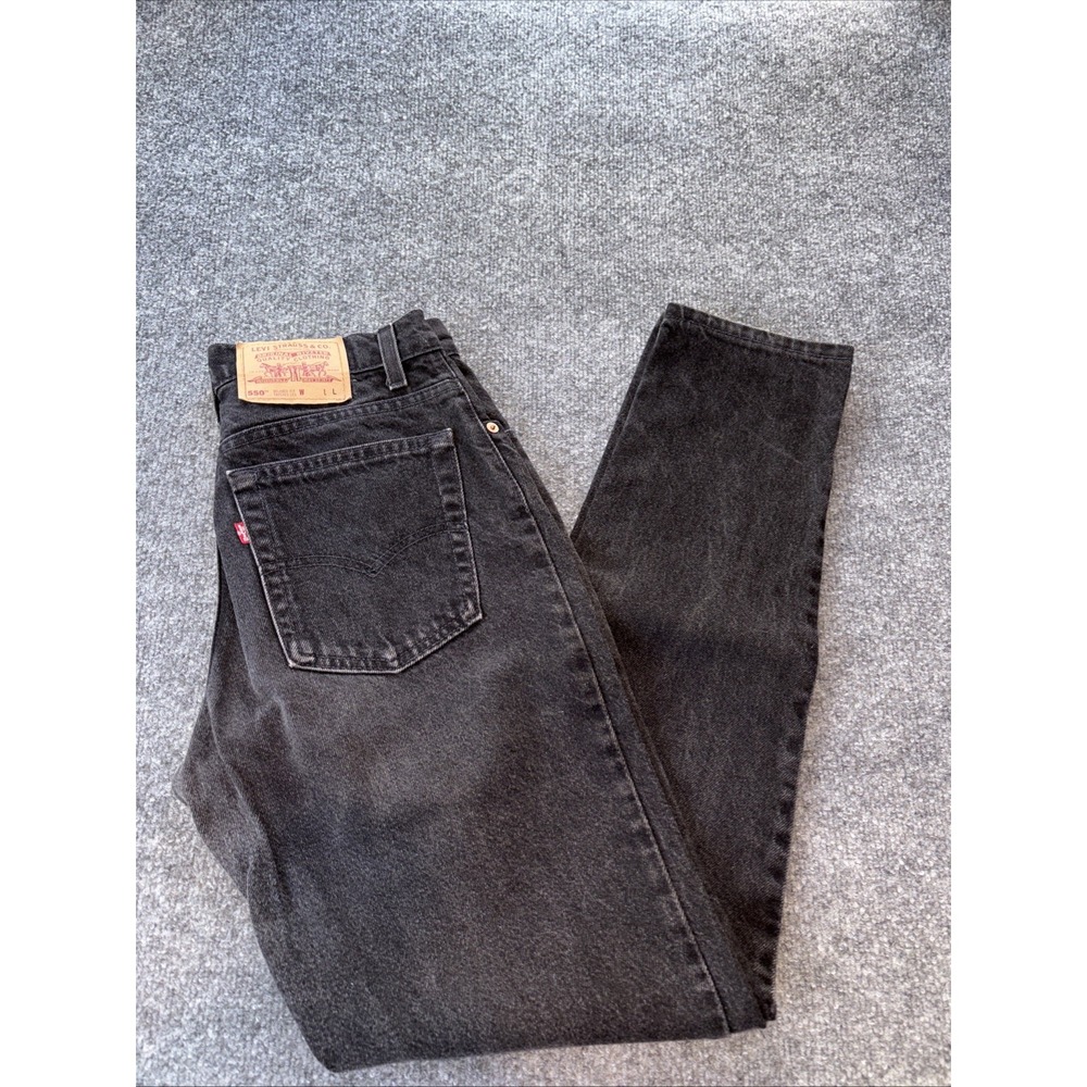 VINTAGE Levis 550 Black USA MADE Jean 9 Long 28x31 Batwing  Red Tab